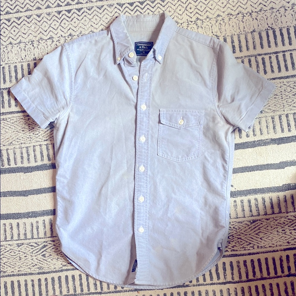 Men's Abercrombie,light blue, buttoned-down Oxford short-sleeve, XS